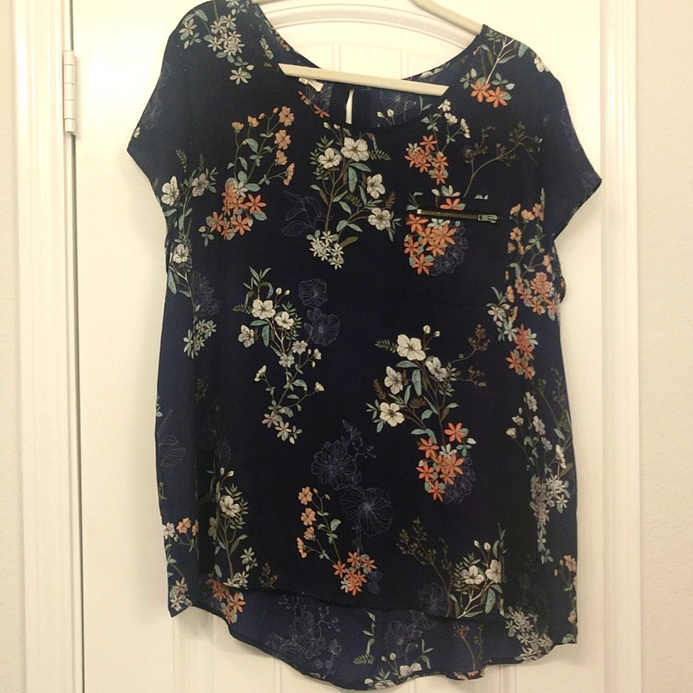 Navy Floral Blouse